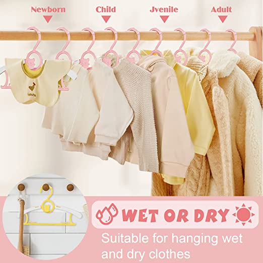 30 Pack Baby Hangers for Nursery Closet, Adjustable Non-slip Kids Baby Clothes Hangers Toddler Infant Clothes Hangers with Windproof Buckles for Baby Girl Boy Childrens Newborn Organizer Gifts, 11-14"