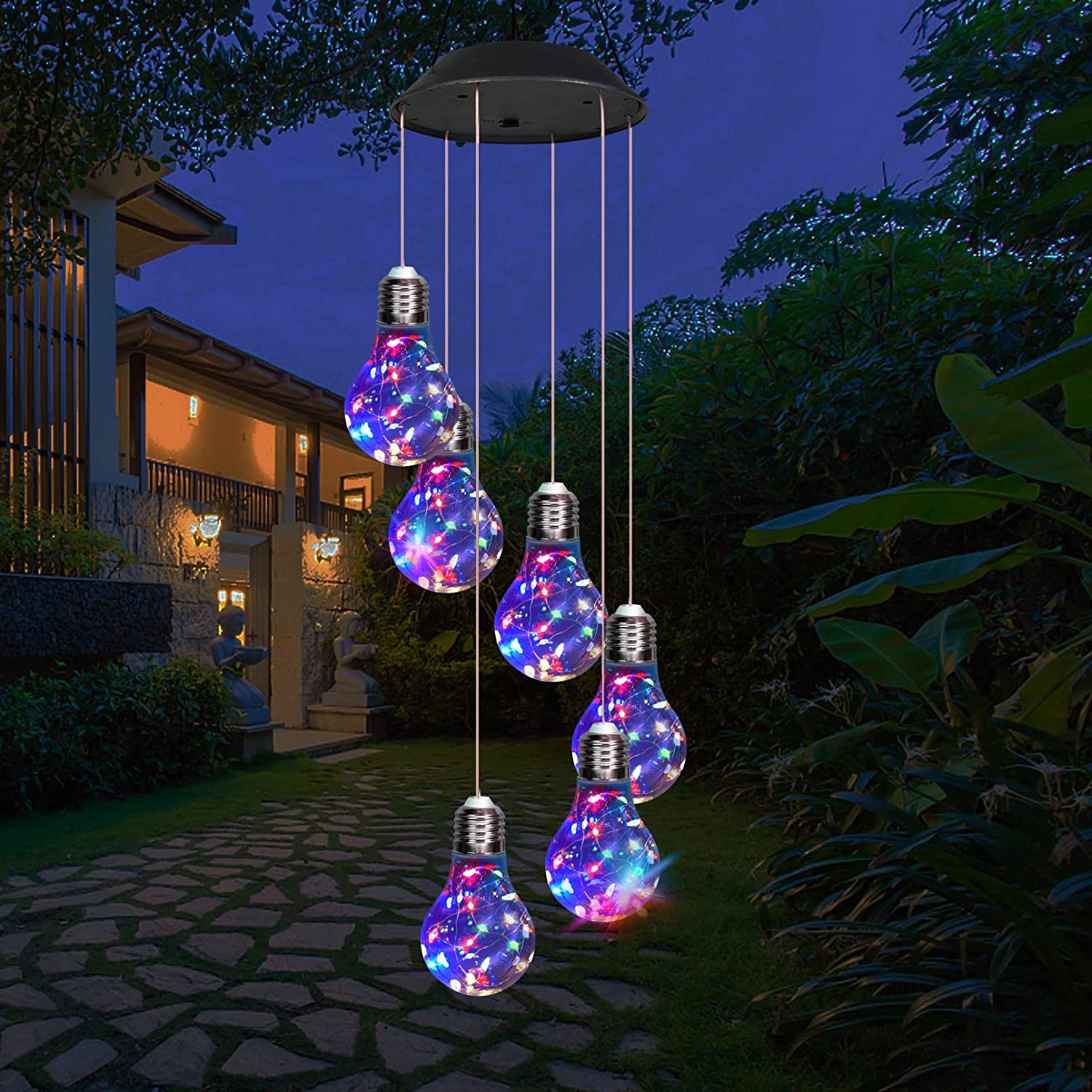 Colorful Lights Solar Wind Chimes for Outside, Hanging Solar Lights Wind Chime for Women Grandma Mom Birthday Windchimes, Christmas Decor for Outdoor Garden Balcony Bedroom Yard
