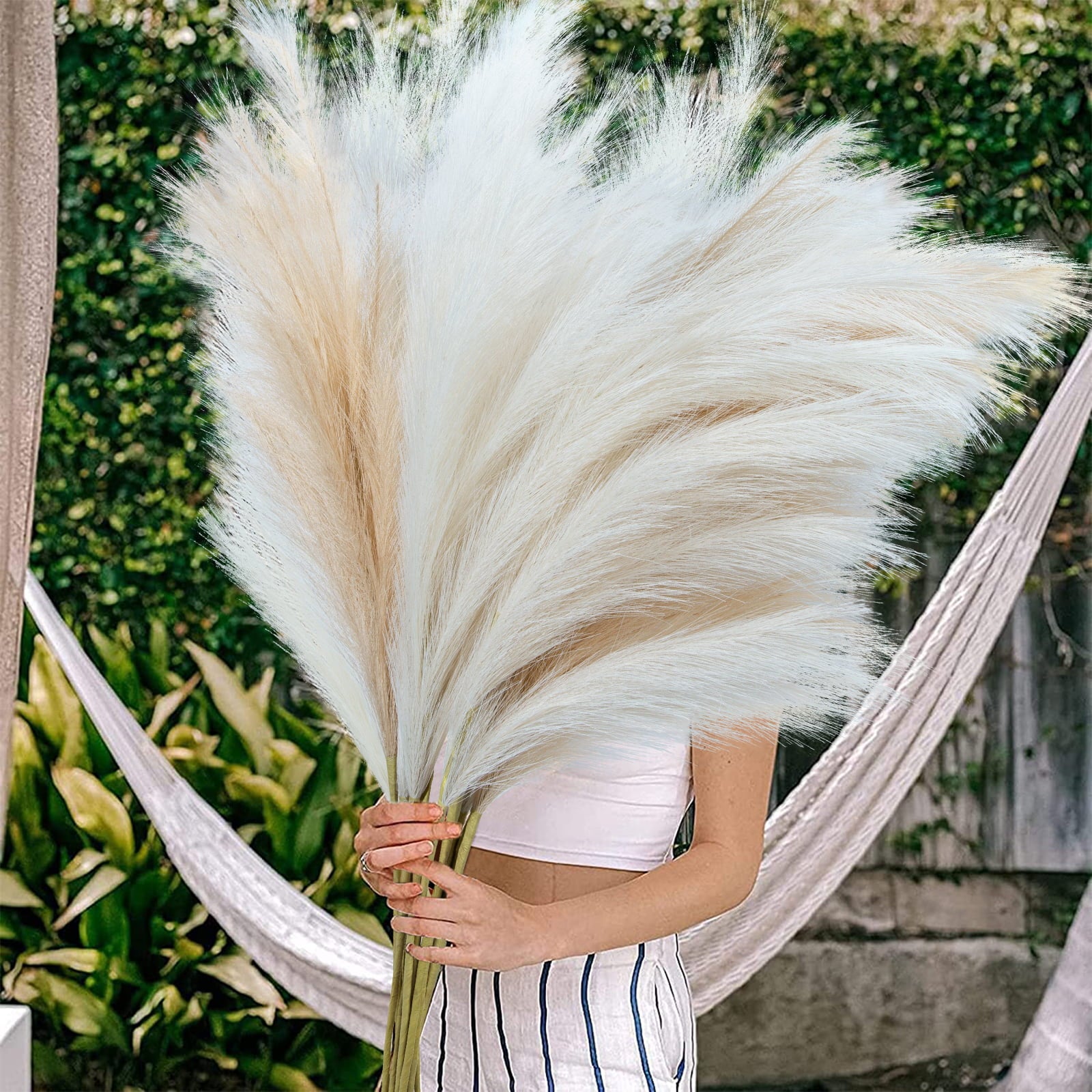 8 Pcs 97cm Faux Pampas Grass Decor Tall Fake Pompas Grass Large for Home Decor Beigeand Taupe