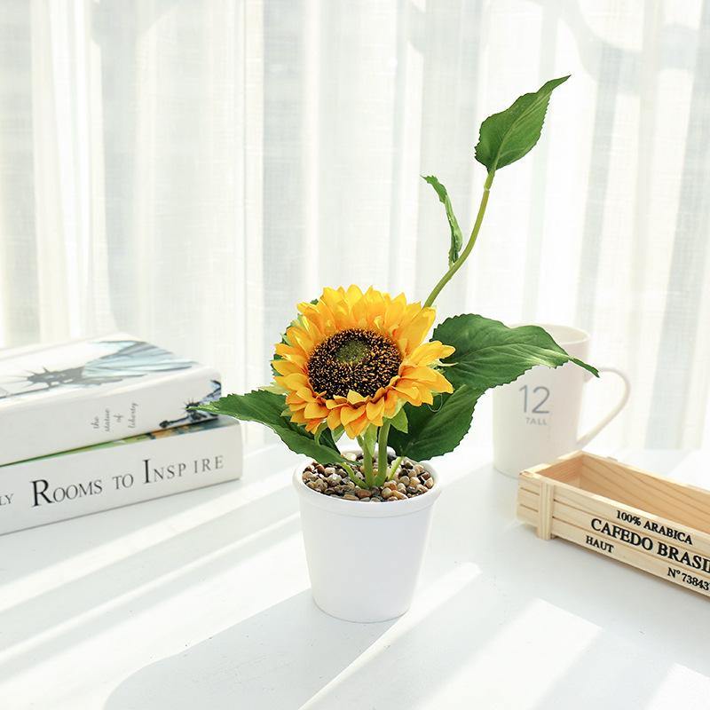 Artificial Flower Potted Fake Sunflower Indoor Decor - CHALIER