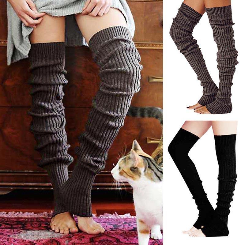 Womens Winter Long Over-knee Wool Knit Slouch Socks Thigh High Socks - CHALIER