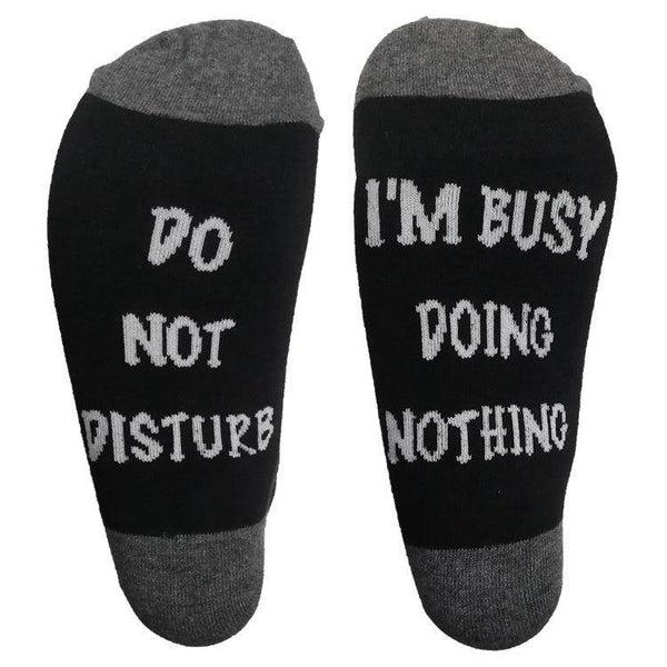 Womens & Men Fun Letters Crew Family Socks "I'M BUSY DOING NOTHING" - CHALIER