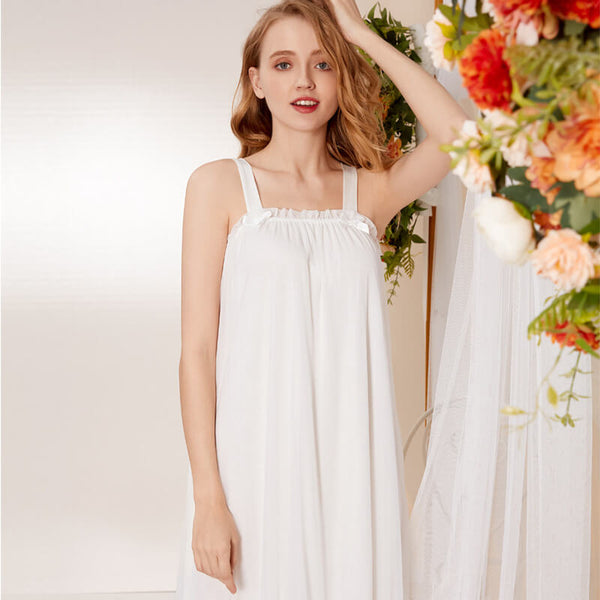 Women's Vintage Nightgown Double Layer Sleepwear Sleeveless Tank Sleepshirt