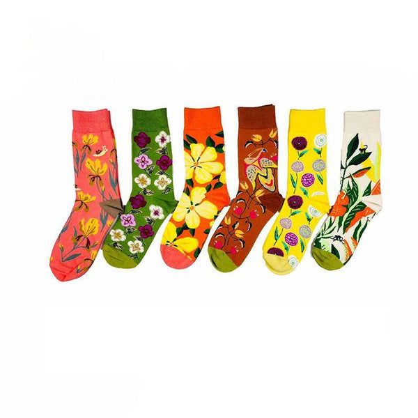 Funny Socks for Men Novelty Crazy Crew Dress Socks Cool Cute Animal Socks Set 6 Pair - CHALIER