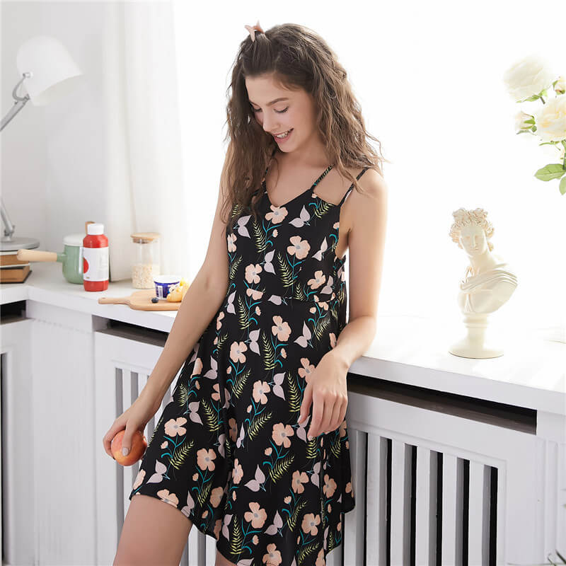 Women Chiffon Sleepwear Summer Chemise Lingerie Sleeveless Camisole Slip Dress