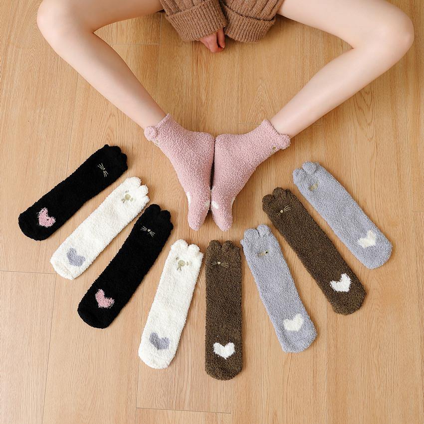 Womens Winter Soft Slipper Cozy Fluffy Socks Fuzzy Love Cute Animals Socks Set Gifts - CHALIER