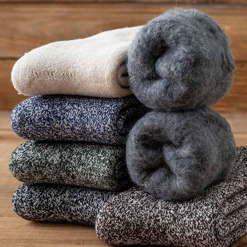 Mens Winter Cozy Wool Crew Socks Super Warm Athletic Outdoor Thick Socks Set 6 Pairs - CHALIER