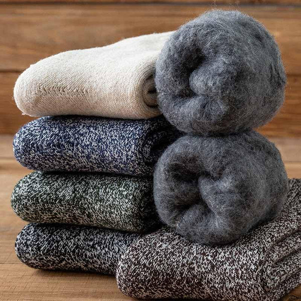 Mens Winter Cozy Wool Crew Socks Super Warm Athletic Outdoor Thick Socks Set 6 Pairs - CHALIER