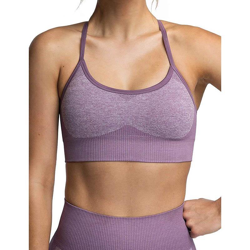 Womens Lace-up Sports Padded Seamless Workout Bra Yoga Running Fitness Bras/Leggings/Suit - CHALIER