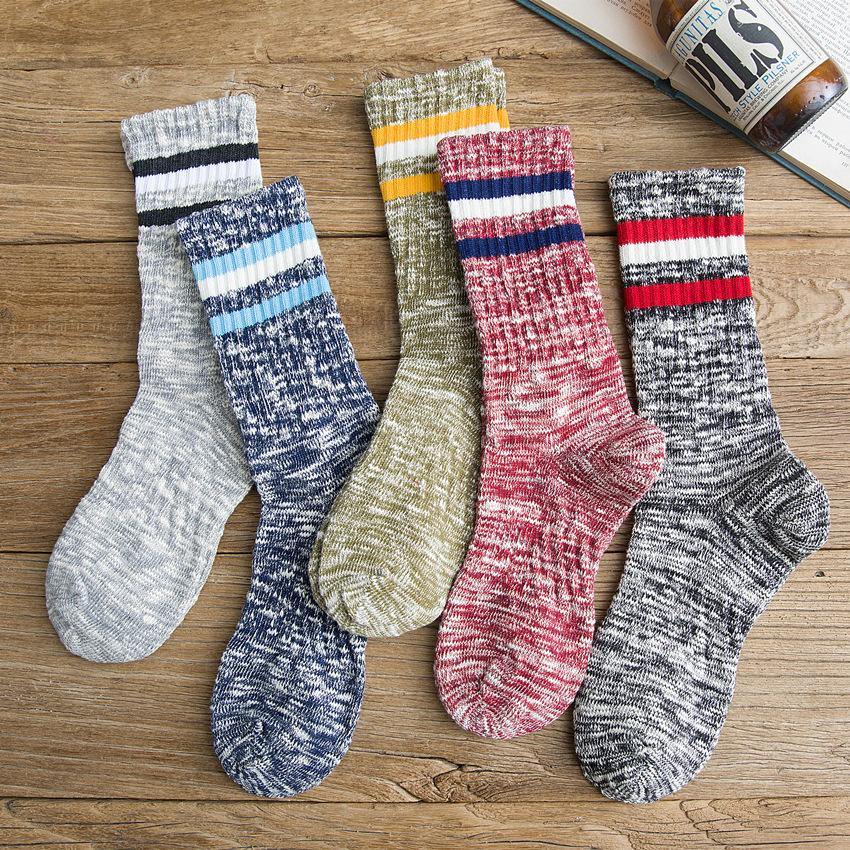 Chalier Men Winter Socks Thicken Warm Stripes 5 Pack - CHALIER