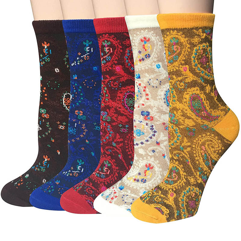 Womens Fun Printed Socks Vintage Cotton New Exotic Socks