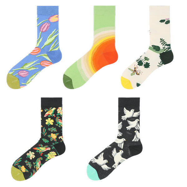 Chalier Mens Casual Crew Art Socks Set