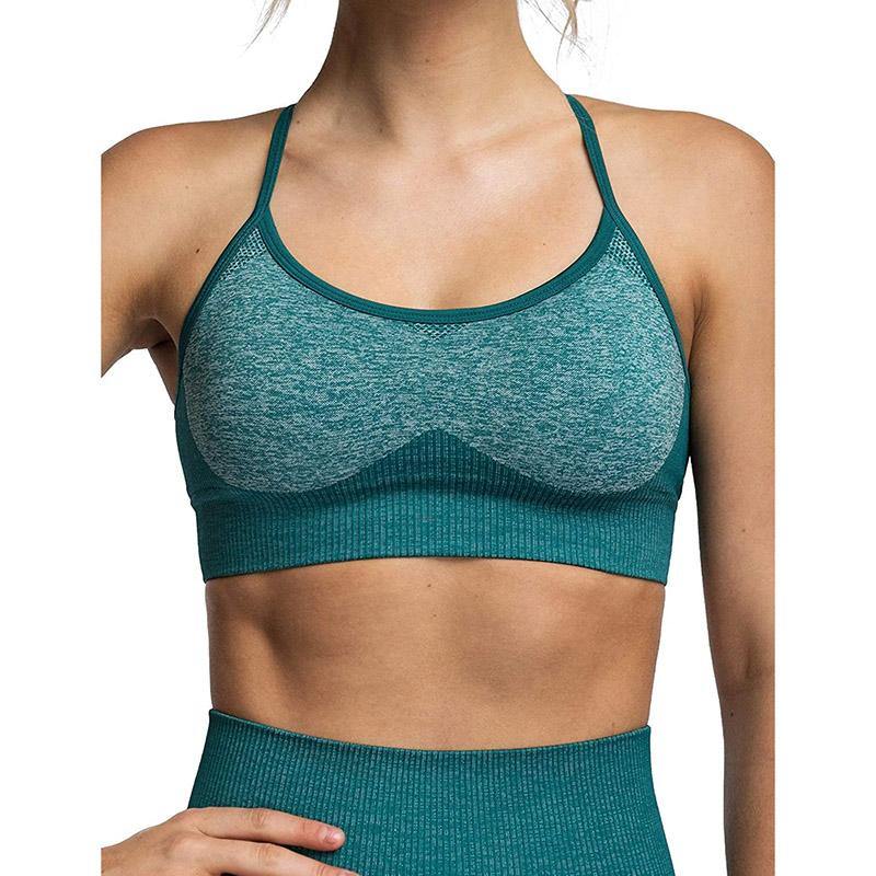 Womens Lace-up Sports Padded Seamless Workout Bra Yoga Running Fitness Bras/Leggings/Suit - CHALIER