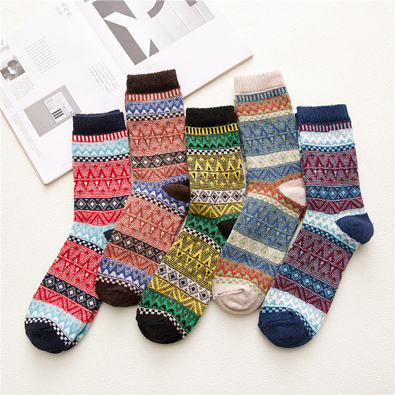 Chalier Mens Casual Crew Wool Electric Ripple Socks 5 Pairs