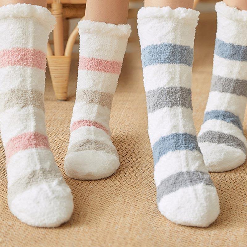 Womens Winter Super Warm Slipper Fuzzy Cozy Socks Family Non-Slip Grip Socks 2 Pairs Socks Set - CHALIER