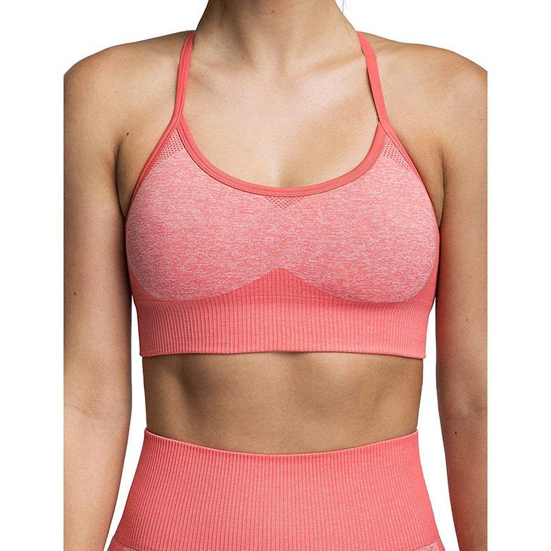 Womens Lace-up Sports Padded Seamless Workout Bra Yoga Running Fitness Bras/Leggings/Suit - CHALIER