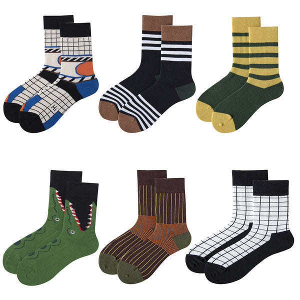Chalier Mens Casual Crew Hip-hop Couple Socks 6 Pairs