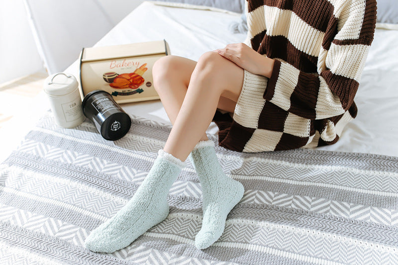 Womens Coral Fleece Socks Home Thick Slipper Sleep Socks Winter Socks Set 7 Pairs