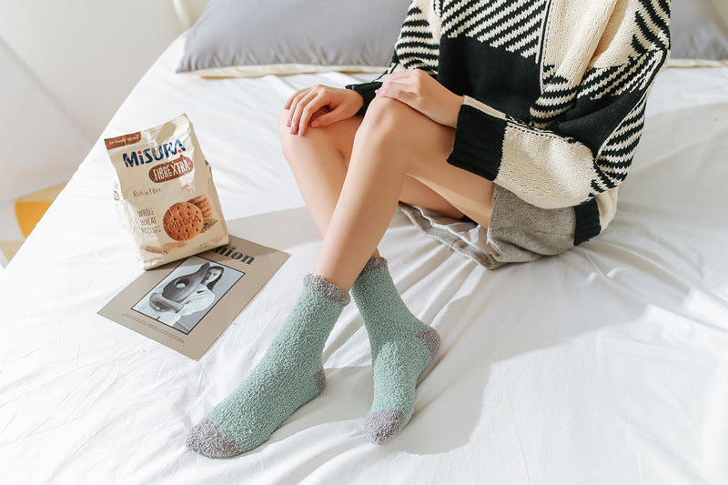 Chalier Womens Winter Socks Coral Fleece Home Slipper Socks Set 5 Pairs