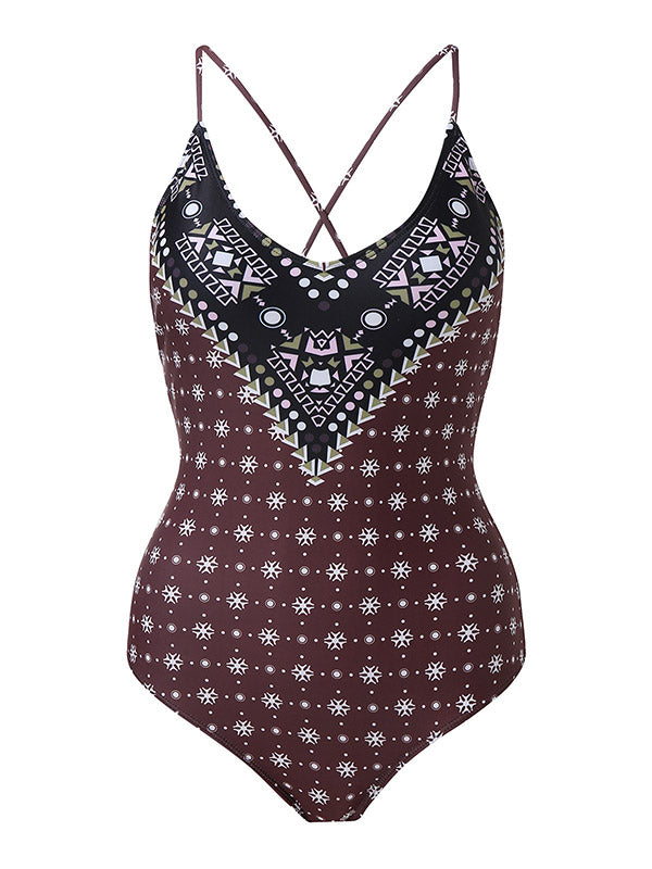 Women's Sexy Vintage Floral Prints One-Piece Swimsuits