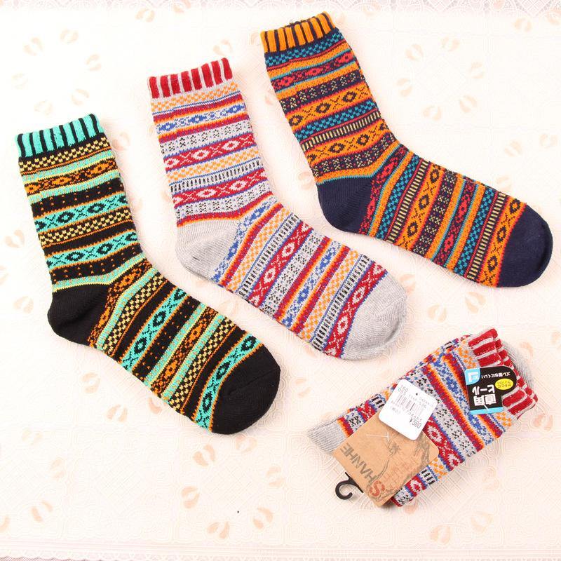 Chalier Men Winter Socks Colorful Stripes 3 Pack - CHALIER