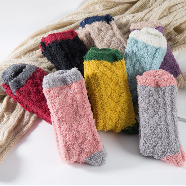 Womens Winter Warm Fuzzy Slipper Socks Set 6 Pairs New Year