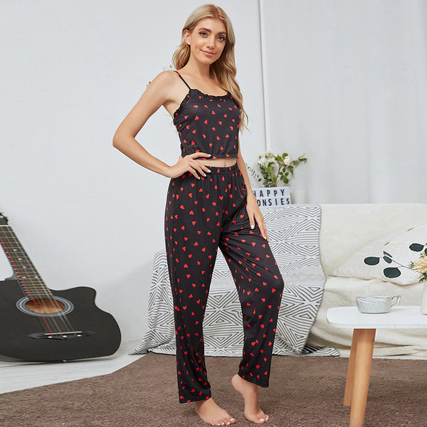 Women Sleeveless Pajamas Set Camisole and Pants Sleepwear Sets