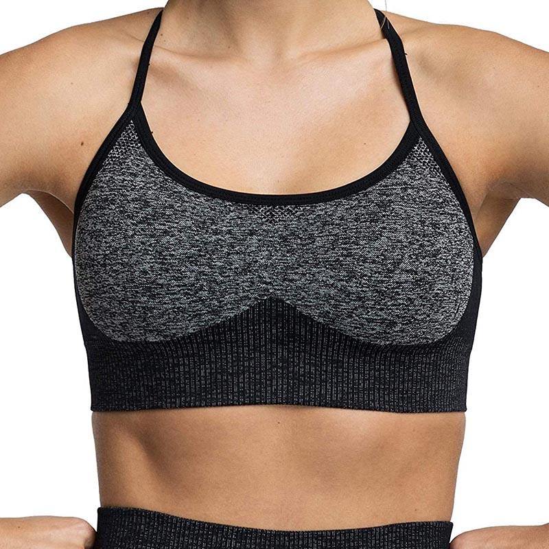Womens Lace-up Sports Padded Seamless Workout Bra Yoga Running Fitness Bras/Leggings/Suit - CHALIER