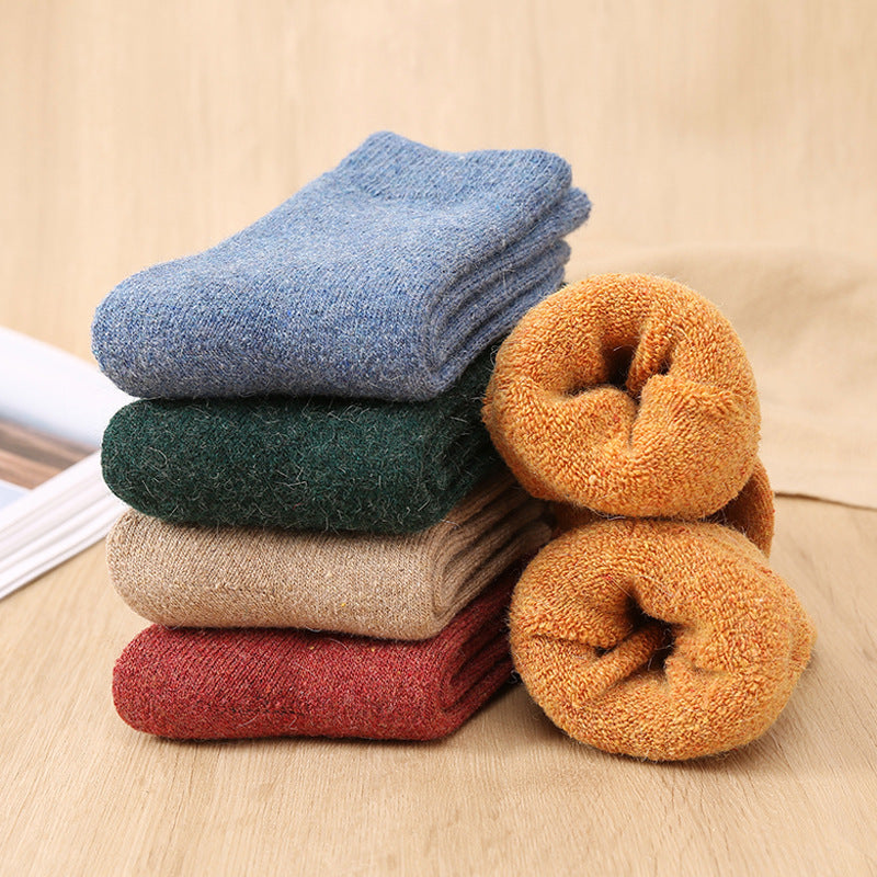 Womens Winter Thickened Knitted Crew Cotton Socks 5 Pairs