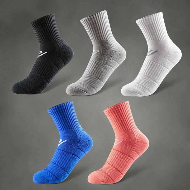 Mens Athletic Thickened Socks Unisex Sports Running Hiking Breathable Socks Set 5 Pairs - CHALIER