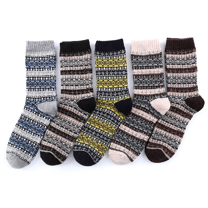 Men's Winter Thick Knit Casual Crew Socks 5 Pairs