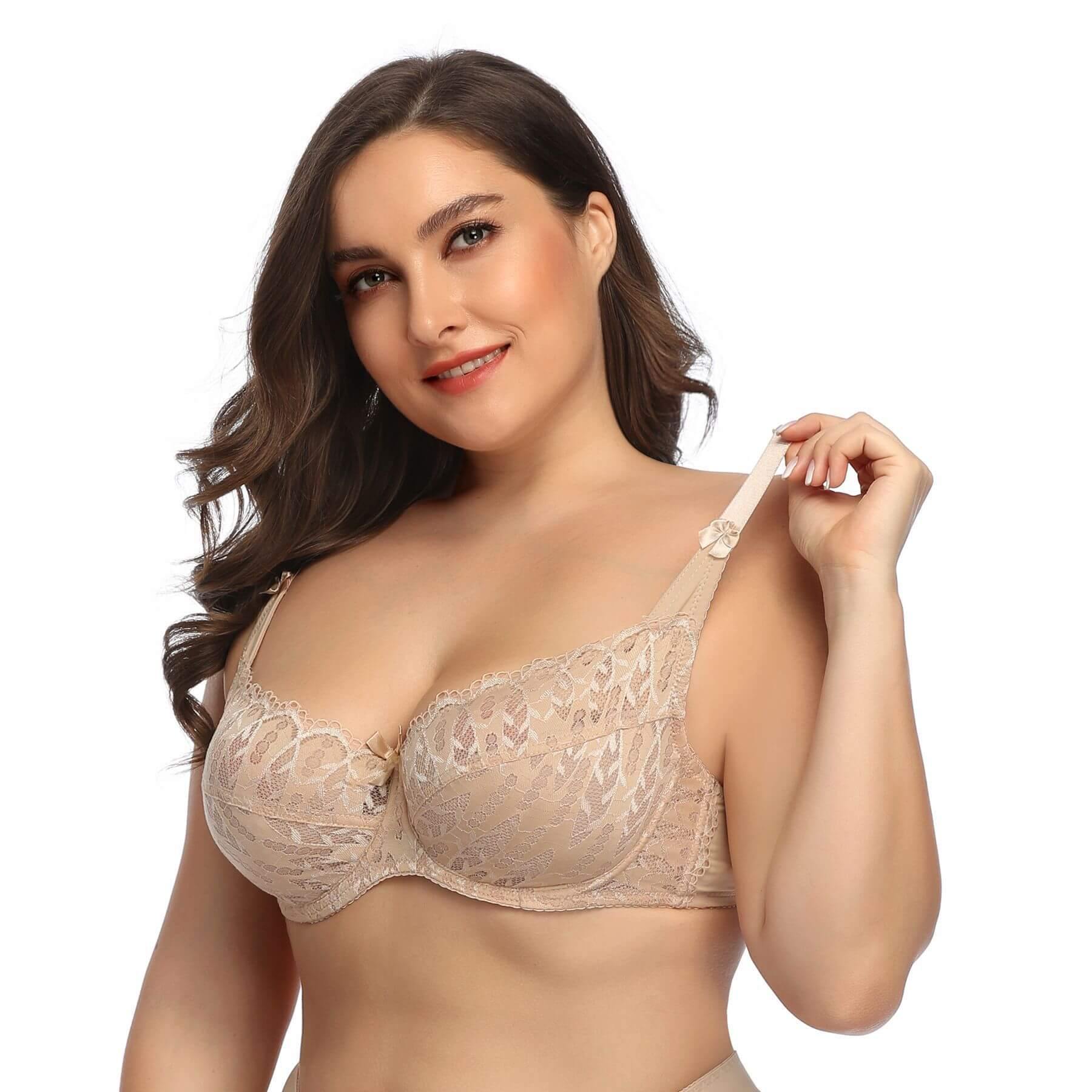 Women Plus Size Bra Push Up Lace Soft Cup Bra - CHALIER