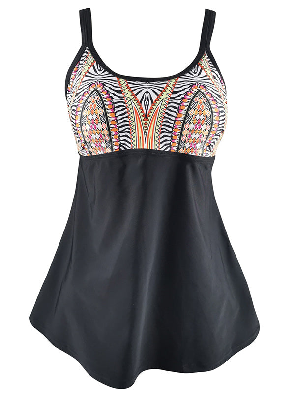 Plus Size Women Floral Prints Tankini High Waist Two-Piece Swimsuits