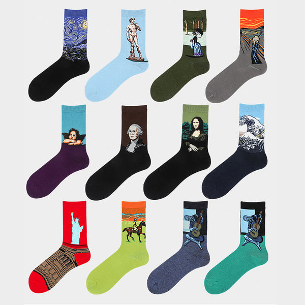 Chalier Mens Casual Crew Art Paiting Socks Set