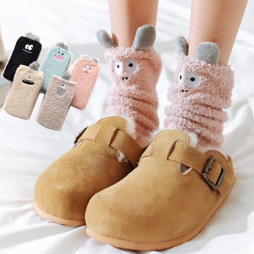 Womens Winter Warm Fuzzy Slipper Socks Cute Animals Socks Set 5 Pairs