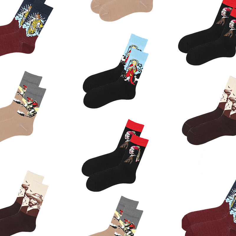 Chalier Mens Casual Crew Art Socks 5 Pairs