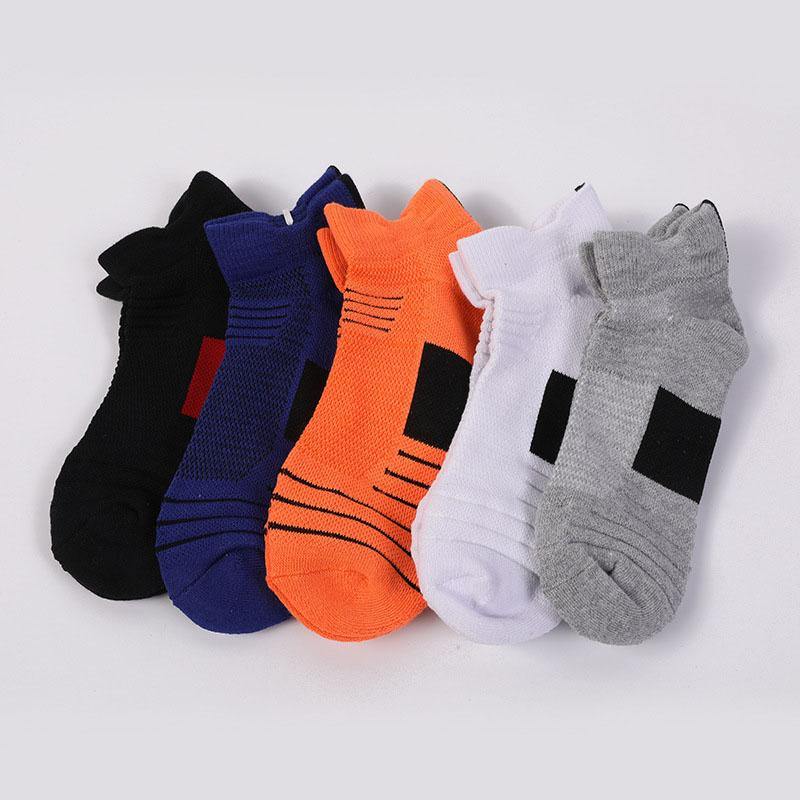 Mens Marathon Socks Set Short Athletic Ankle Non-slip Running Basketball Socks 5 Pairs - CHALIER