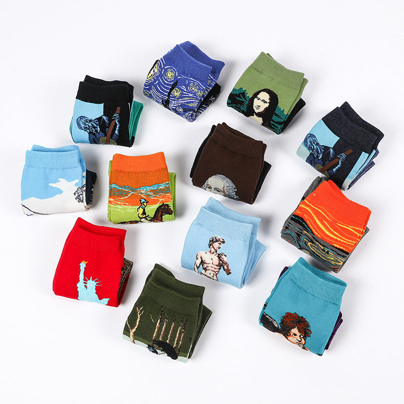 Chalier Mens Casual Crew Art Paiting Socks Set