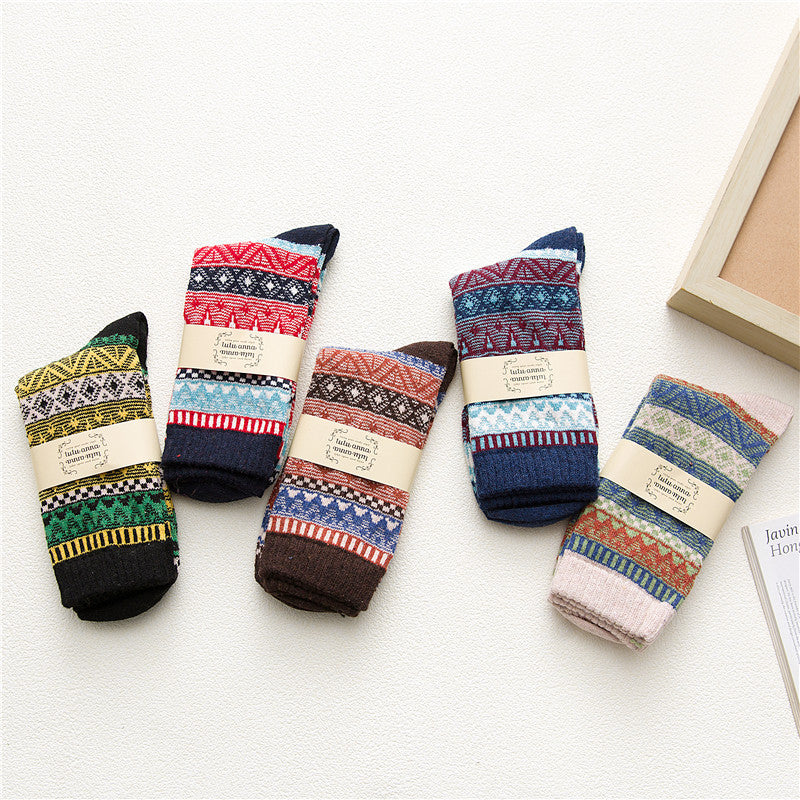 Chalier Mens Casual Crew Wool Electric Ripple Socks 5 Pairs