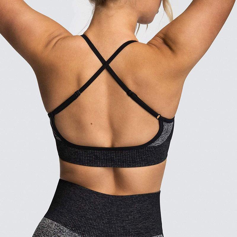 Womens Lace-up Sports Padded Seamless Workout Bra Yoga Running Fitness Bras/Leggings/Suit - CHALIER