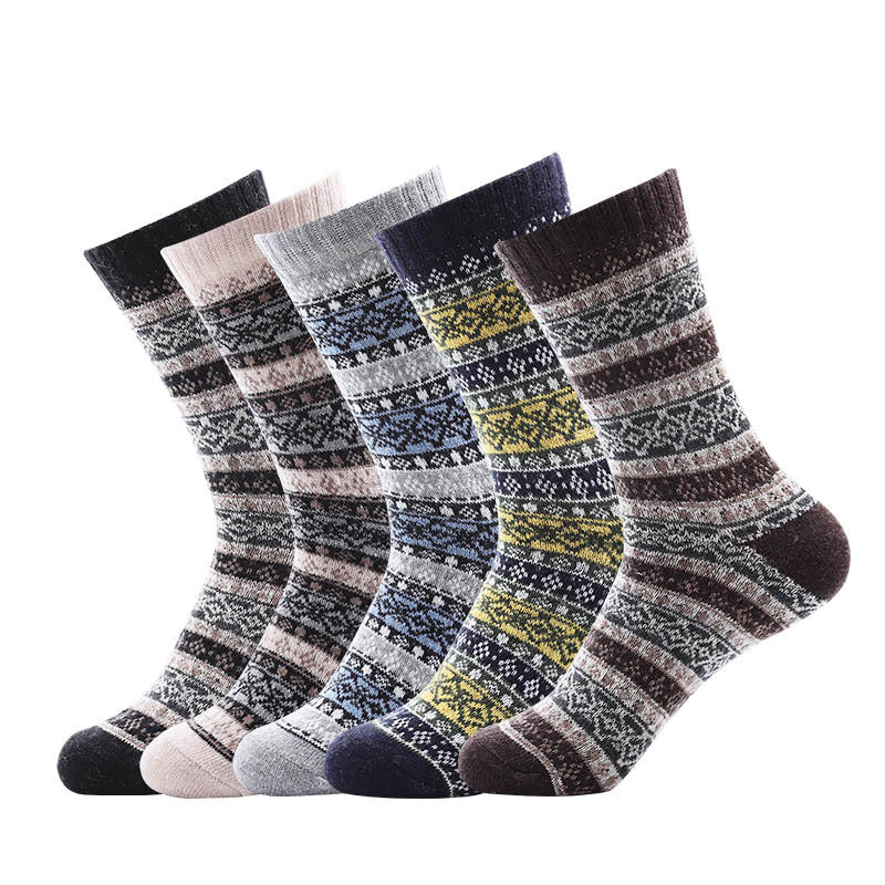 Men's Winter Thick Knit Casual Crew Socks 5 Pairs