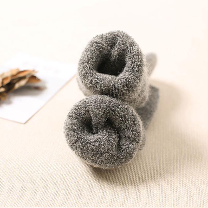 Womens Winter Super Warm Rabbit Wool Socks Set 5 Pairs Solid Colors Crew Socks - CHALIER