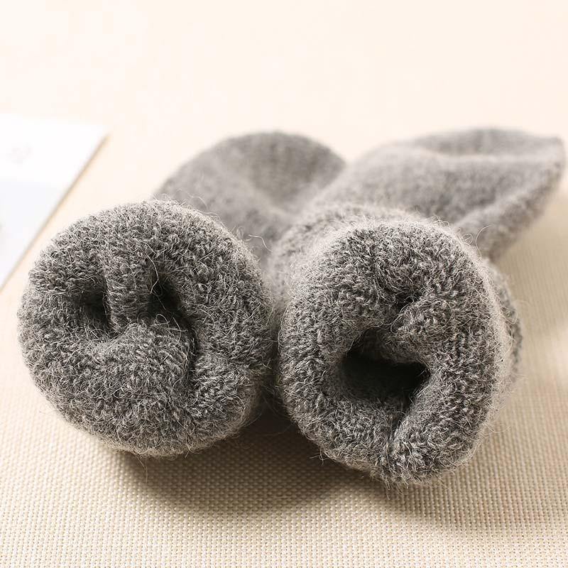 Womens Winter Super Warm Rabbit Wool Socks Set 5 Pairs Solid Colors Crew Socks - CHALIER