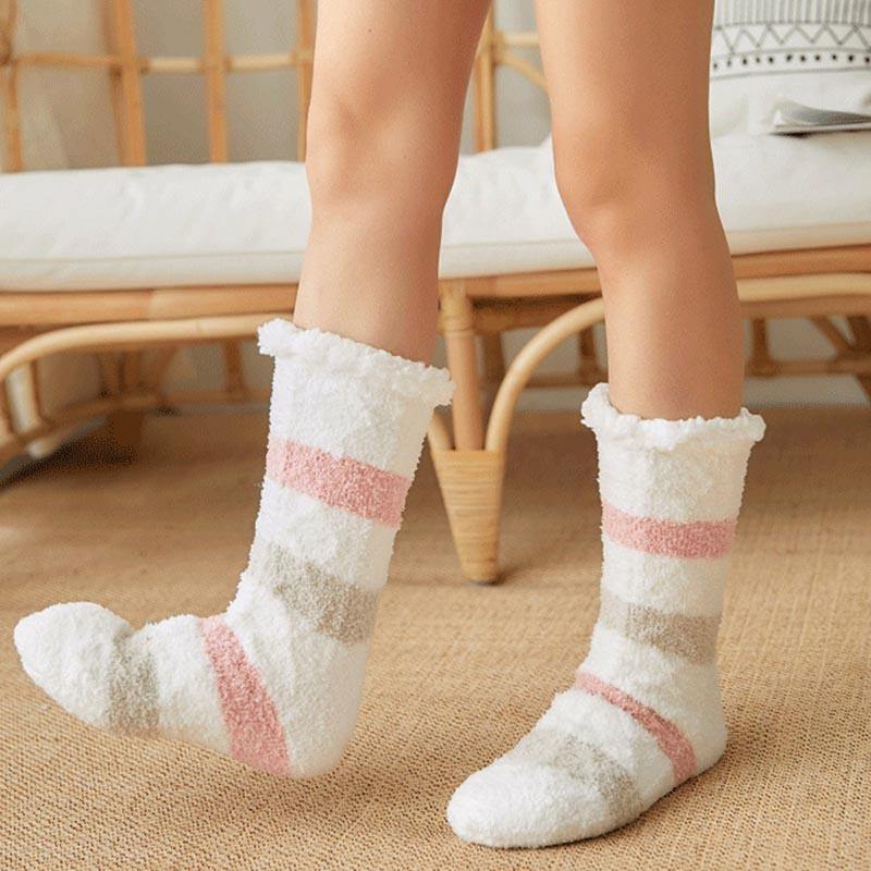 Womens Winter Super Warm Slipper Fuzzy Cozy Socks Family Non-Slip Grip Socks 2 Pairs Socks Set - CHALIER