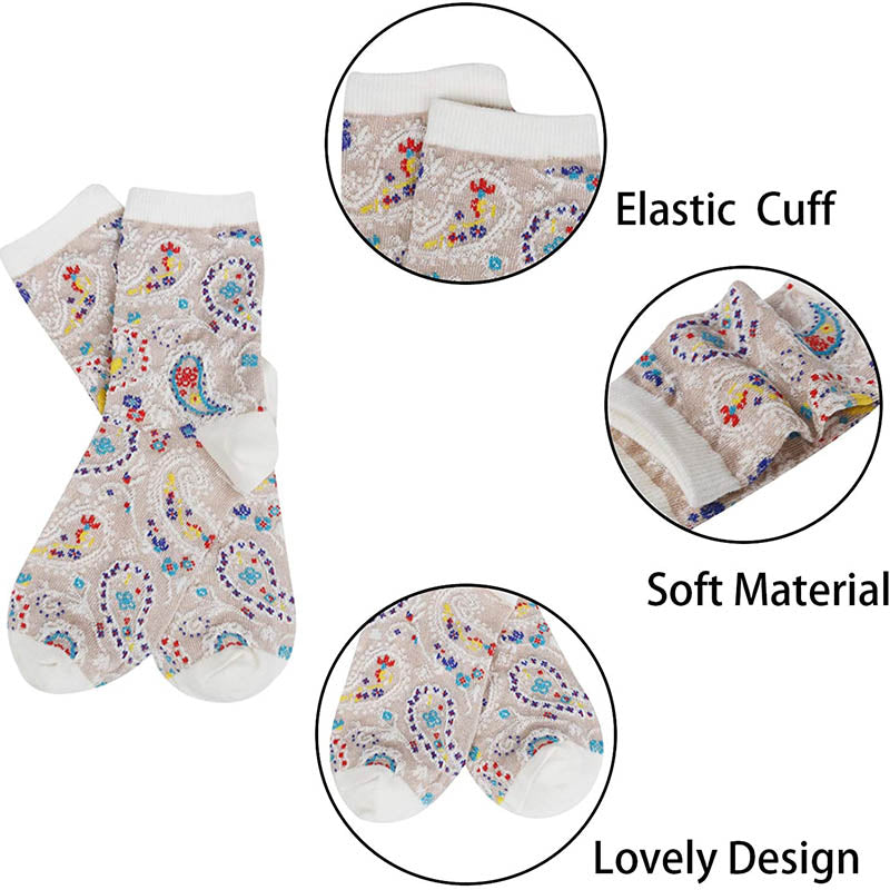 Womens Fun Printed Socks Retro Cotton New Exotic Socks 6 Pairs