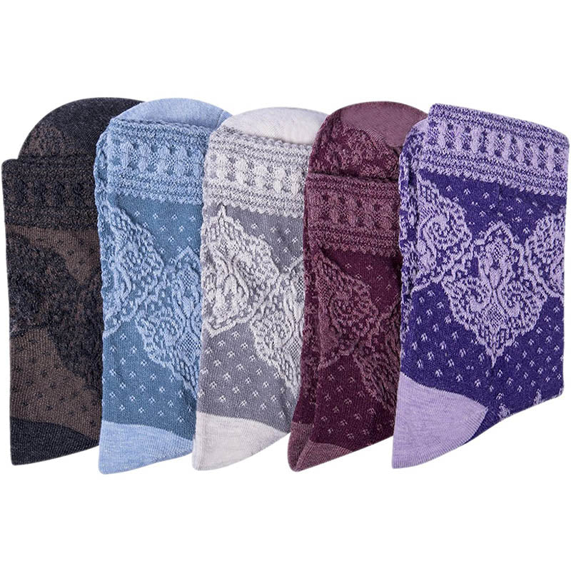 Womens Fun Socks Vintage Socks 5 Pairs Print Socks Gift