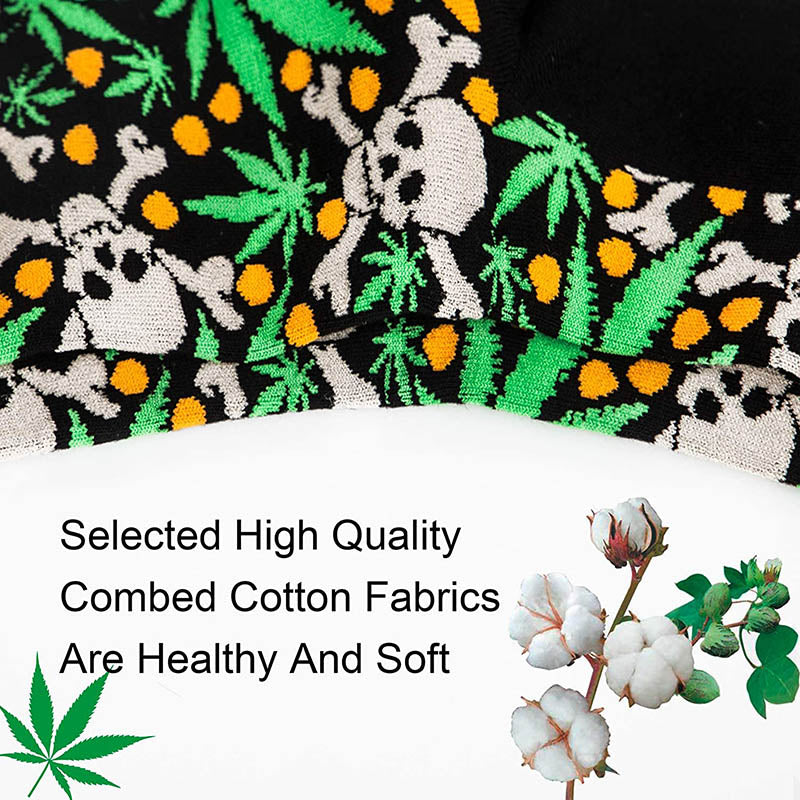 Women Cozy Socks Fun Crazy Socks Cotton Cartoon Green