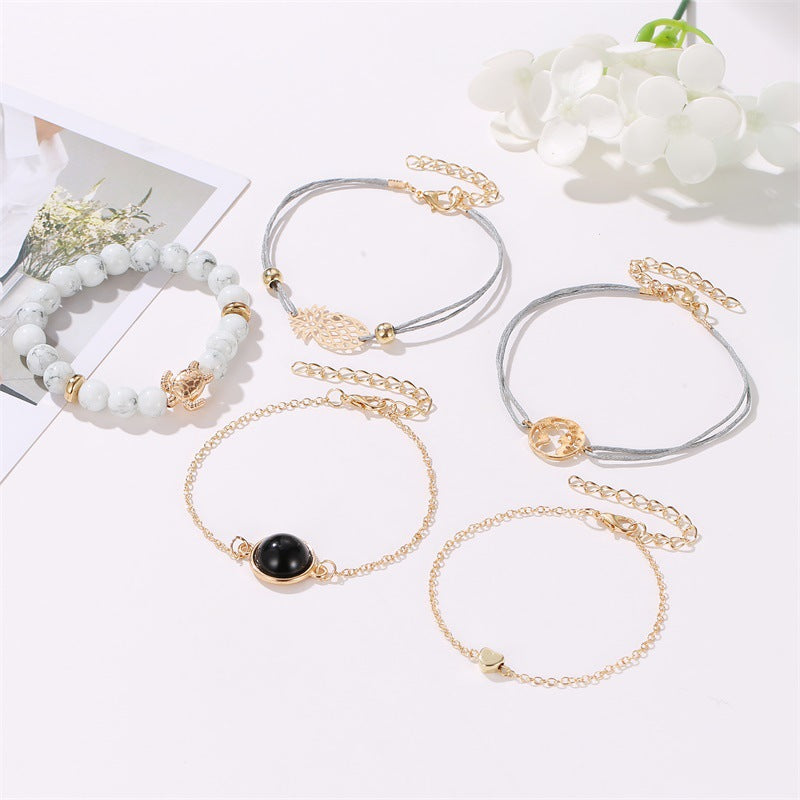 Female Hot Bracelets Women Gold Bohemia Design Jewelry Set