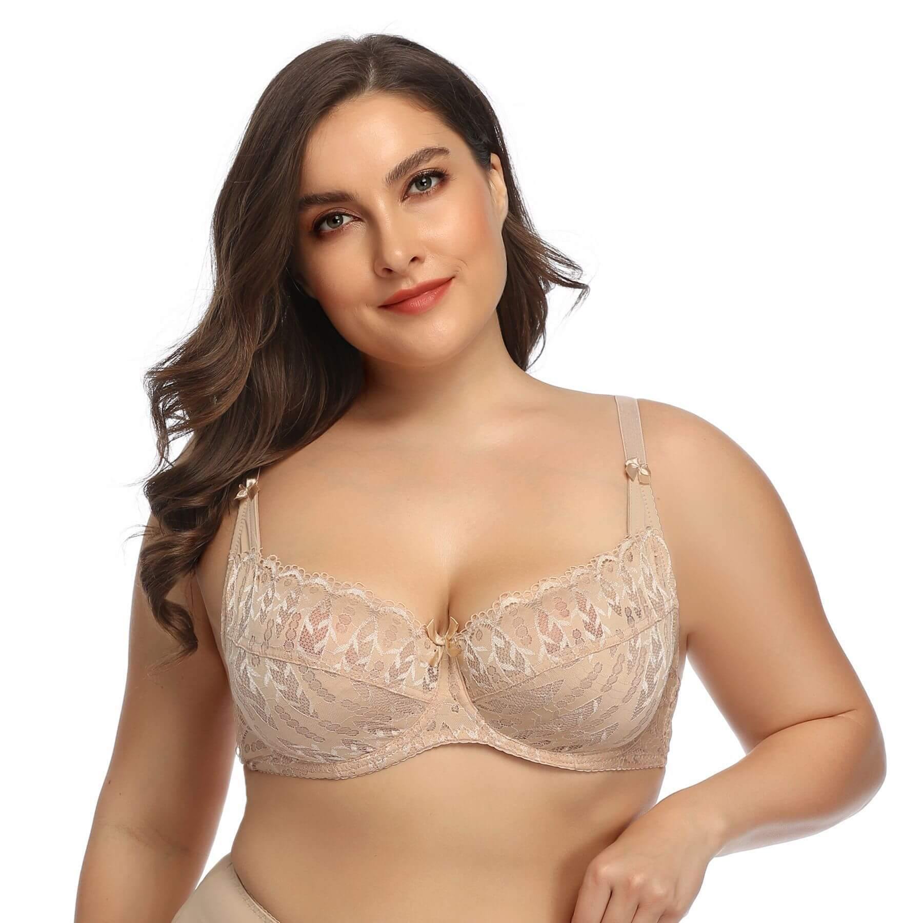 Women Plus Size Bra Push Up Lace Soft Cup Bra - CHALIER
