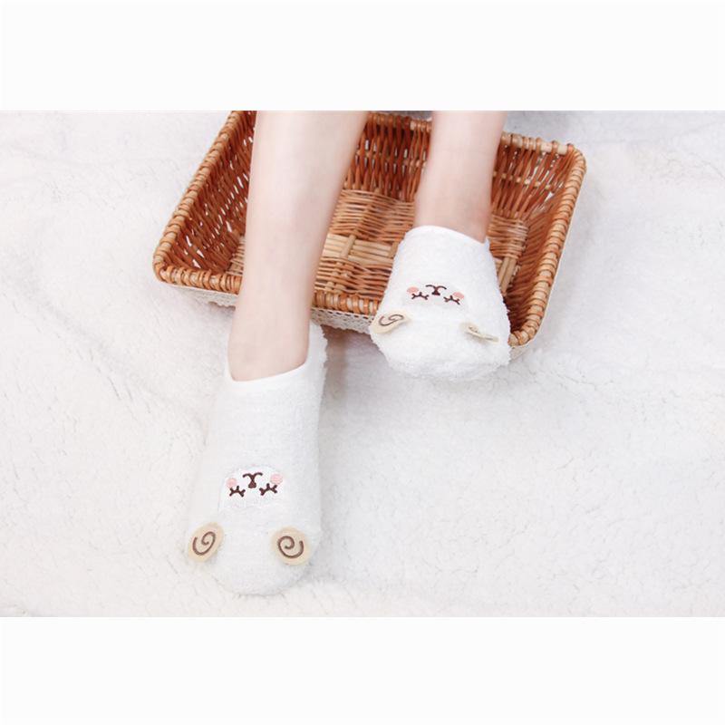 Women 9 Pairs Winter Non-slip Slipper No-show Socks Coral Fleece Cute Animals Grip Socks - CHALIER